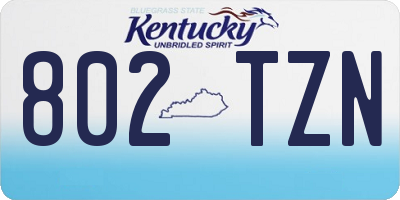 KY license plate 802TZN