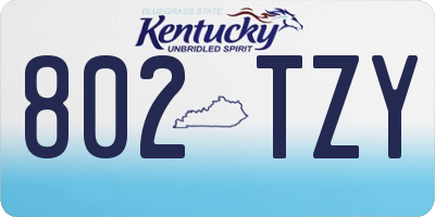 KY license plate 802TZY