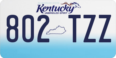KY license plate 802TZZ