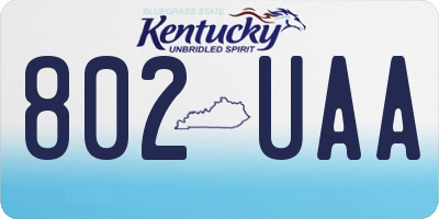 KY license plate 802UAA