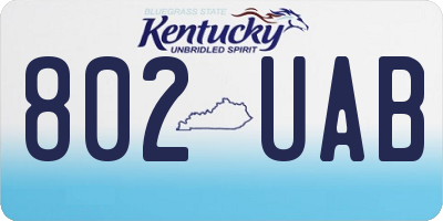 KY license plate 802UAB