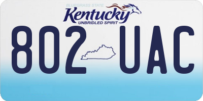 KY license plate 802UAC