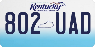 KY license plate 802UAD