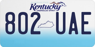 KY license plate 802UAE