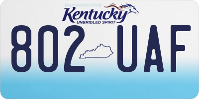 KY license plate 802UAF