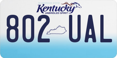 KY license plate 802UAL