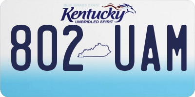 KY license plate 802UAM