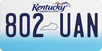 KY license plate 802UAN