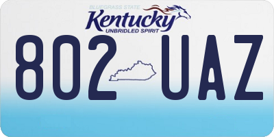 KY license plate 802UAZ