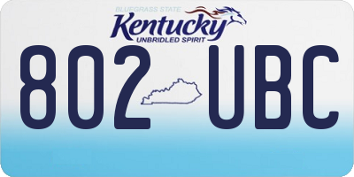 KY license plate 802UBC