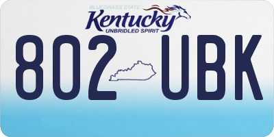 KY license plate 802UBK