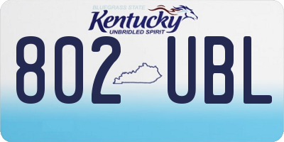 KY license plate 802UBL