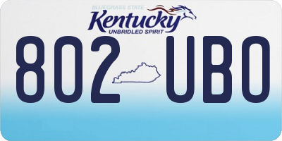 KY license plate 802UBO