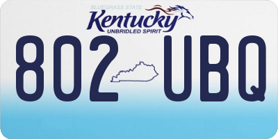 KY license plate 802UBQ