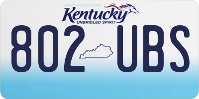 KY license plate 802UBS