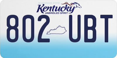 KY license plate 802UBT