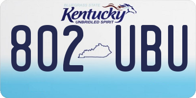 KY license plate 802UBU