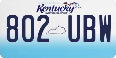 KY license plate 802UBW