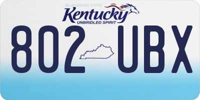 KY license plate 802UBX