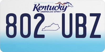 KY license plate 802UBZ
