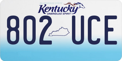 KY license plate 802UCE