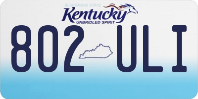 KY license plate 802ULI