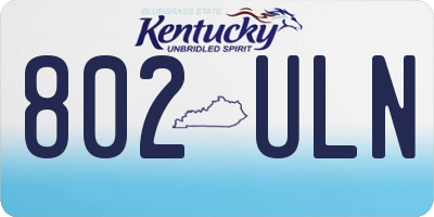 KY license plate 802ULN