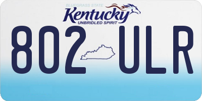 KY license plate 802ULR