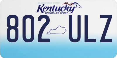 KY license plate 802ULZ