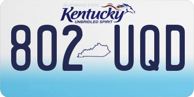 KY license plate 802UQD
