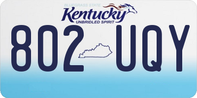 KY license plate 802UQY