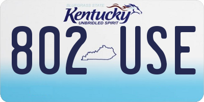 KY license plate 802USE
