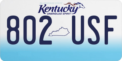 KY license plate 802USF