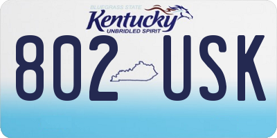 KY license plate 802USK