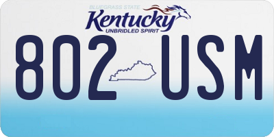 KY license plate 802USM