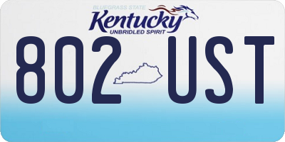 KY license plate 802UST