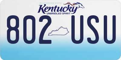 KY license plate 802USU