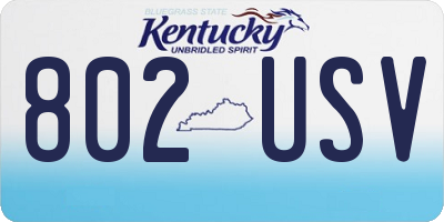 KY license plate 802USV