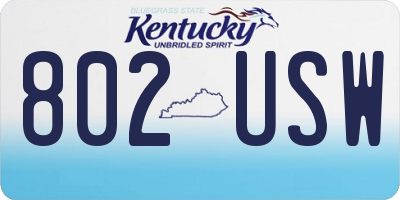 KY license plate 802USW