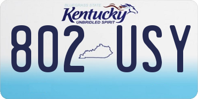 KY license plate 802USY