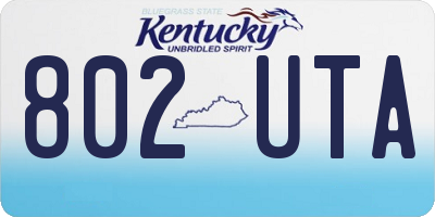 KY license plate 802UTA