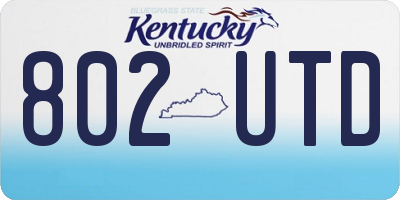 KY license plate 802UTD