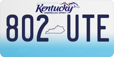 KY license plate 802UTE