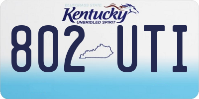 KY license plate 802UTI