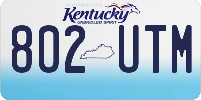 KY license plate 802UTM