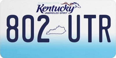 KY license plate 802UTR