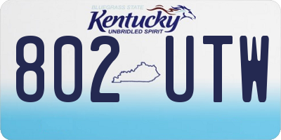 KY license plate 802UTW