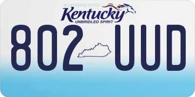 KY license plate 802UUD
