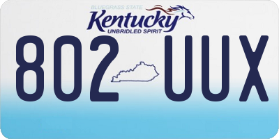 KY license plate 802UUX