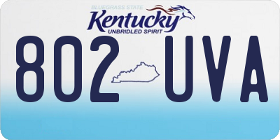 KY license plate 802UVA